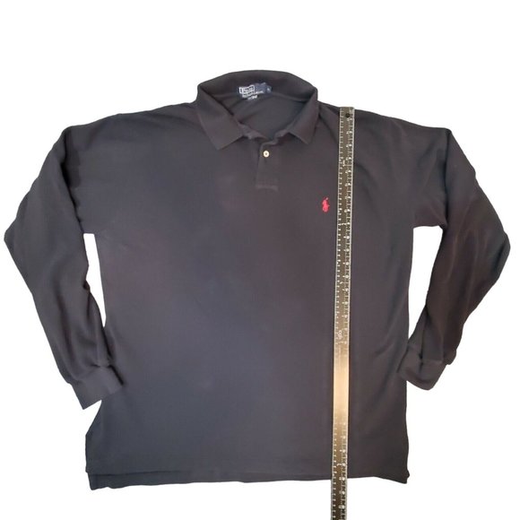 Ralph Lauren Polo Shirt Adult X-Large Black Red Pony Casual Rugby Golf Men - Picture 7 of 12
